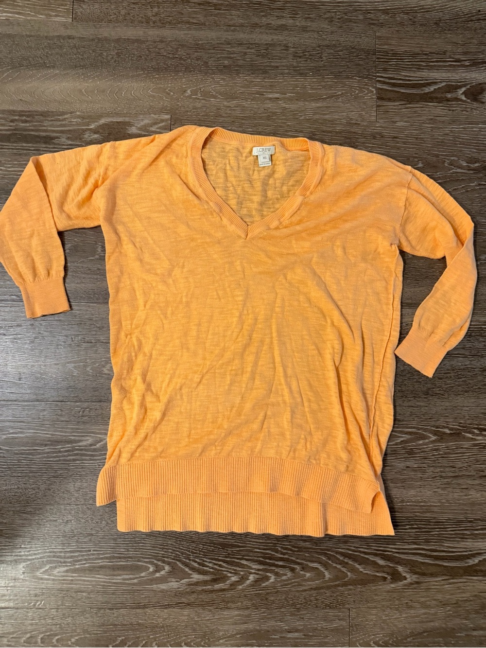 J. Crew Orange Lightweight V-Neck Sweater